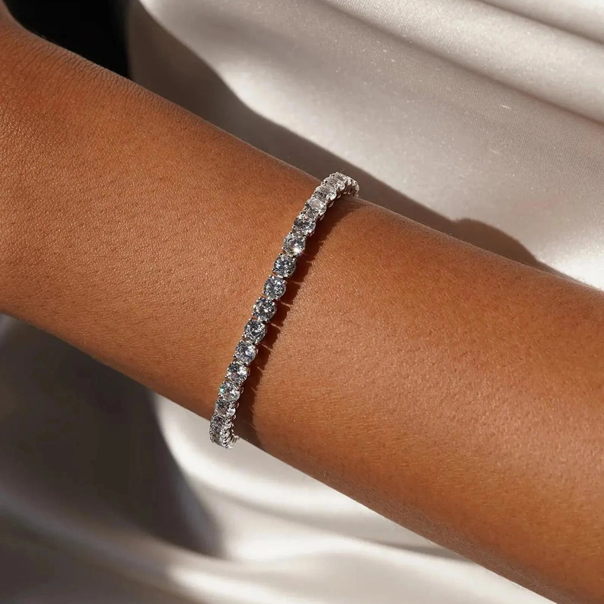 Moissanite Tennis Bracelet GRA Certified | 18K White Gold Plated Sterling Silver