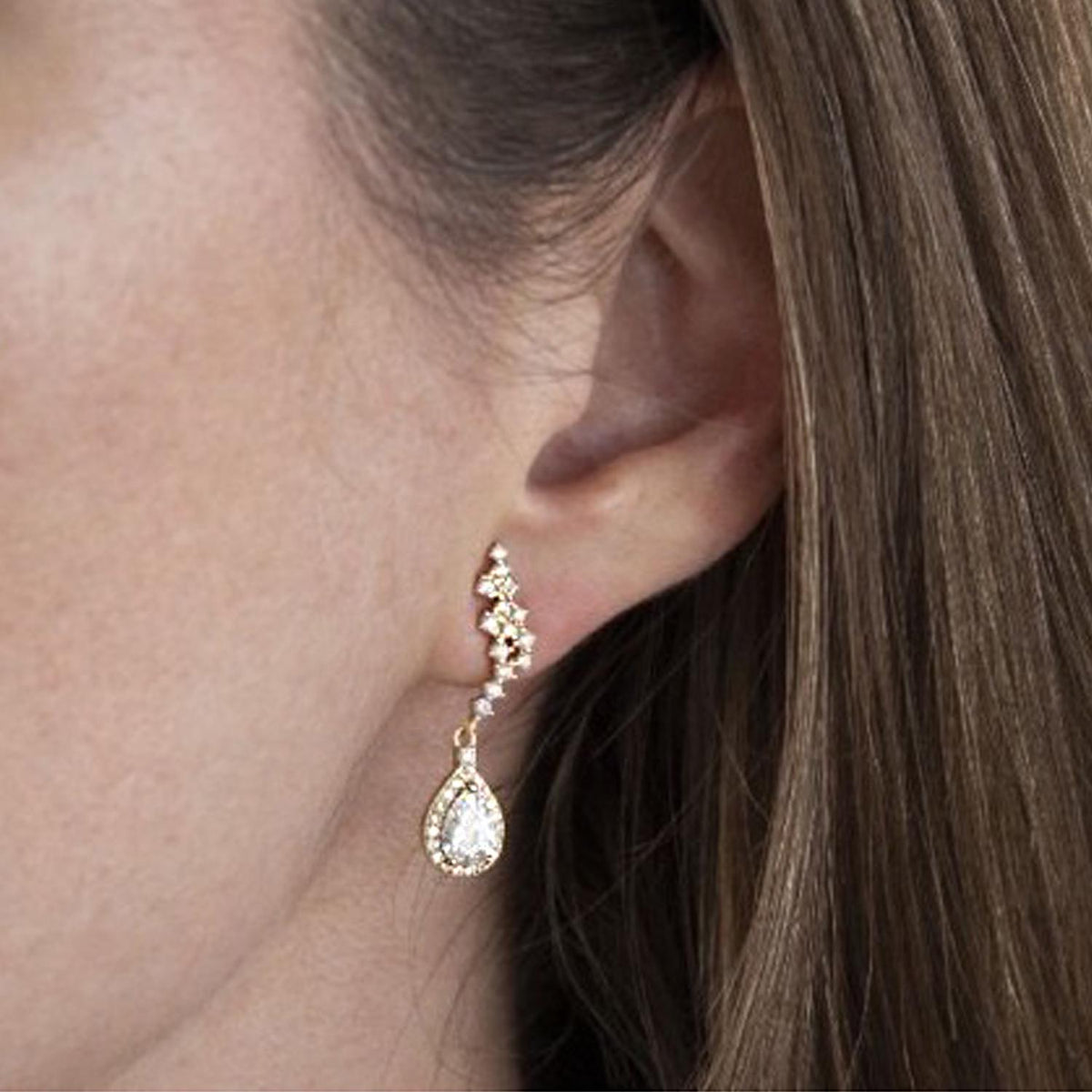 Waterfall wing earrings | 18 kt gold plated 925 sterling silver with zirconias